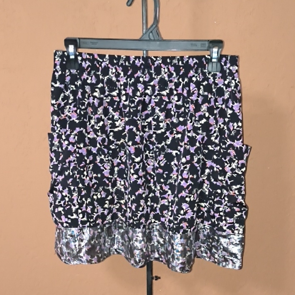 Marc By Marc Jacobs Silk Purple Black Mini Skirt Size Small